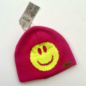 Sätila Pink Beanie with Yellow Smiley Face 😀NWT